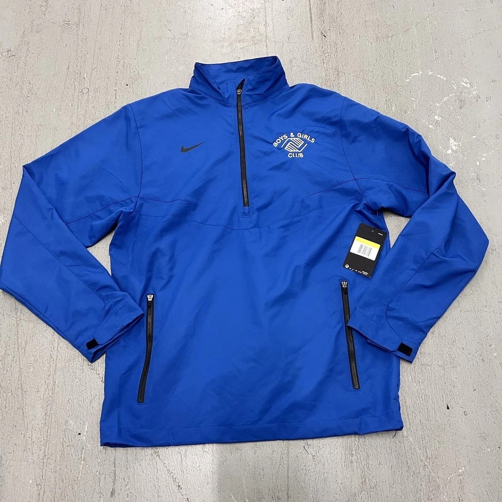 Nike Golf Jacket Mens Size S‎ 1/2 Zip Wind Shirt Pullover Stretch Pockets Blue